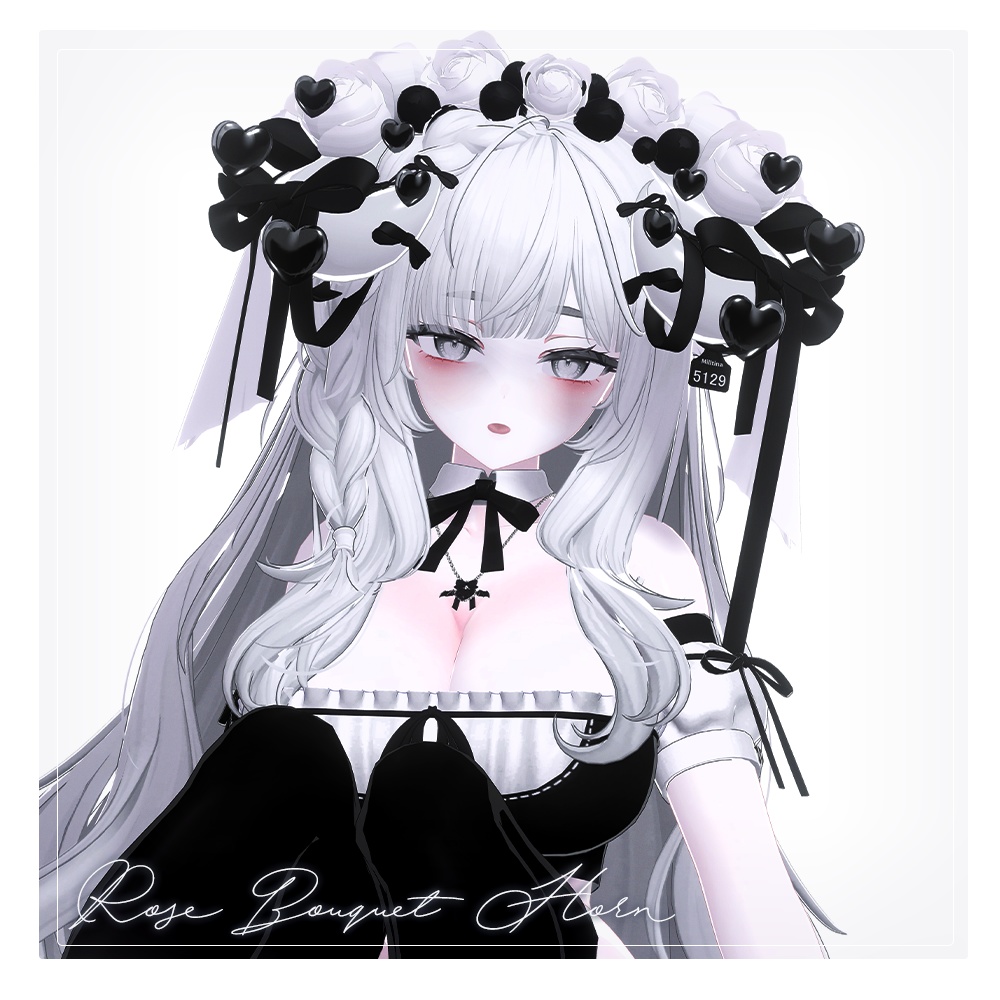 バラの花束と角 Rose Bouquet Horn【 VRChat アクセサリー/ VRChat Accessories 】