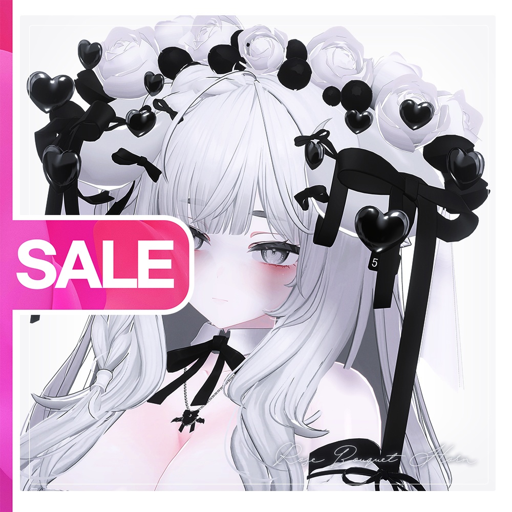 バラの花束と角 Rose Bouquet Horn【 VRChat アクセサリー/ VRChat Accessories 】