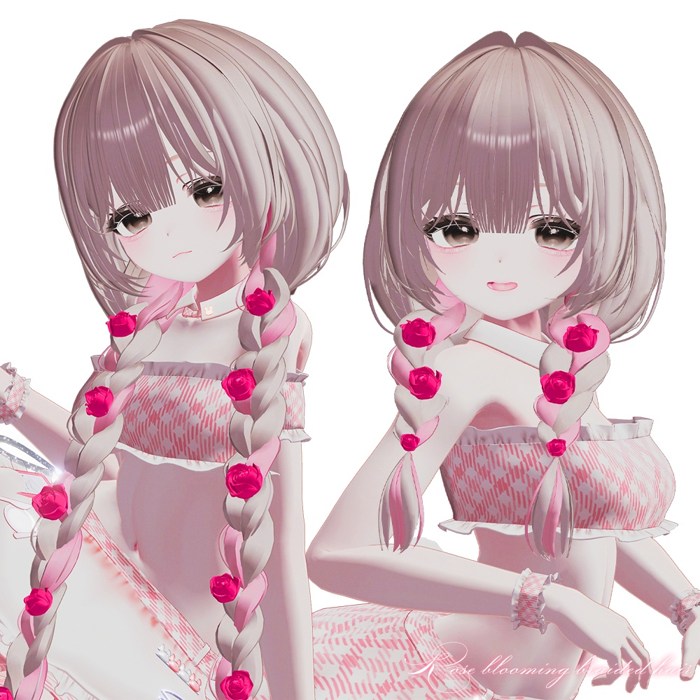 2 Type ๐น Rose blooming braided hair - VRChat Hair / VRChat ใใข