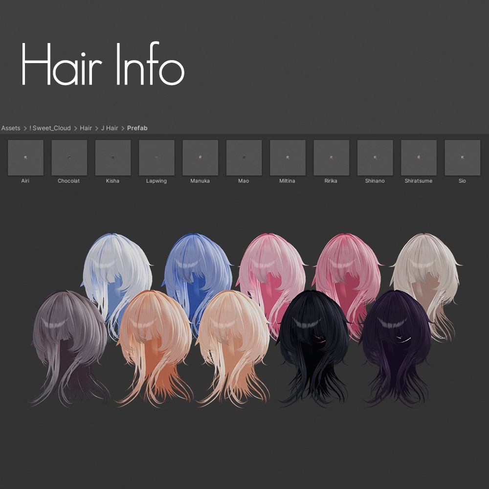 💙 J Hair ㅡ 【 VRChat Hair / 3Dヘア 】