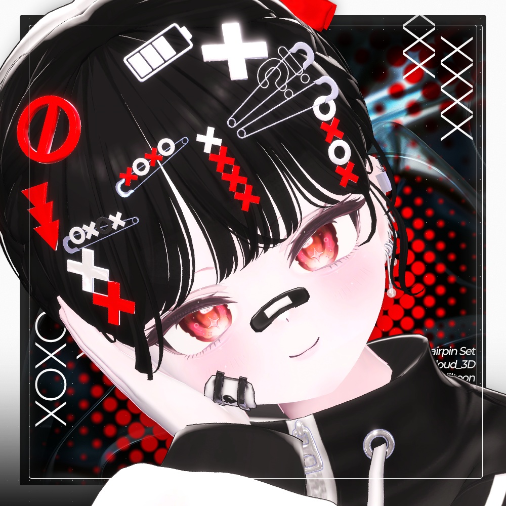 ❌グリッチ·ストリートピアス&ヘアピンセット❌ ㅡ 【 VRChat アクセサリー/ VRChat Accessories 】