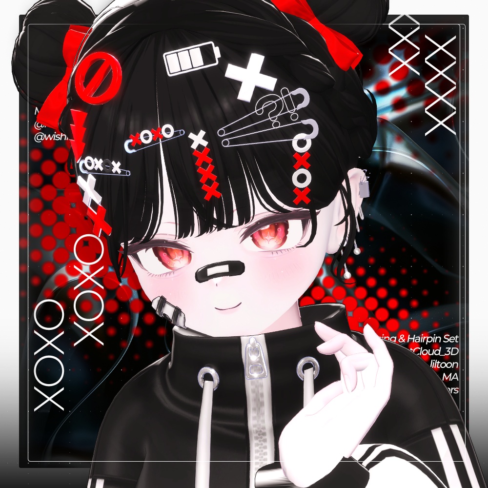 ❌グリッチ·ストリートピアス&ヘアピンセット❌ ㅡ 【 VRChat アクセサリー/ VRChat Accessories 】