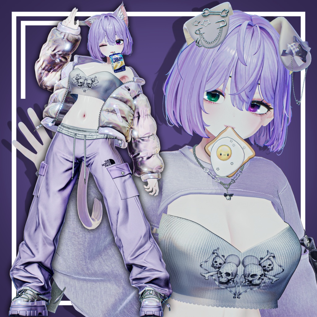 ☠️ T01 : Twin Skull Crop Top ☠️【 VRC 衣装 / VRChat Clothes 】