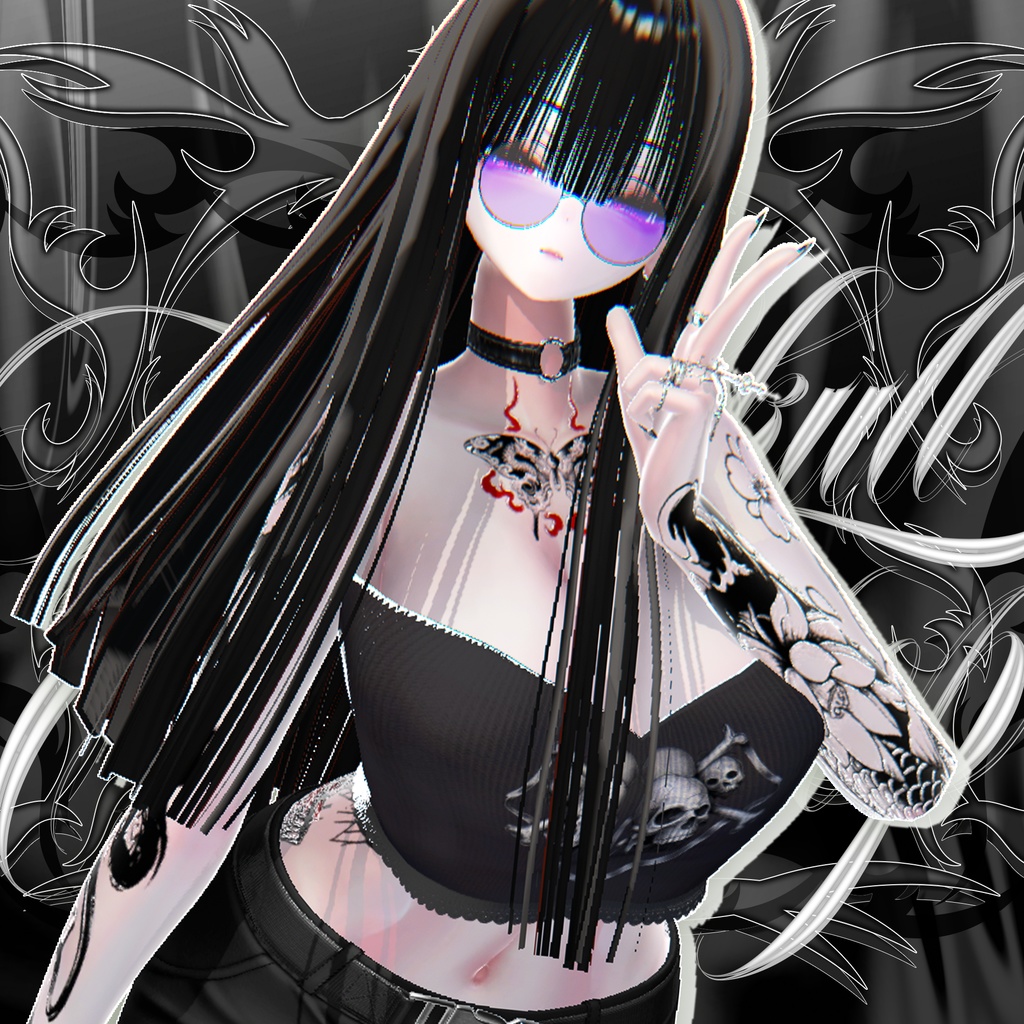 ☠️ T01 : Twin Skull Crop Top ☠️【 VRC 衣装 / VRChat Clothes 】