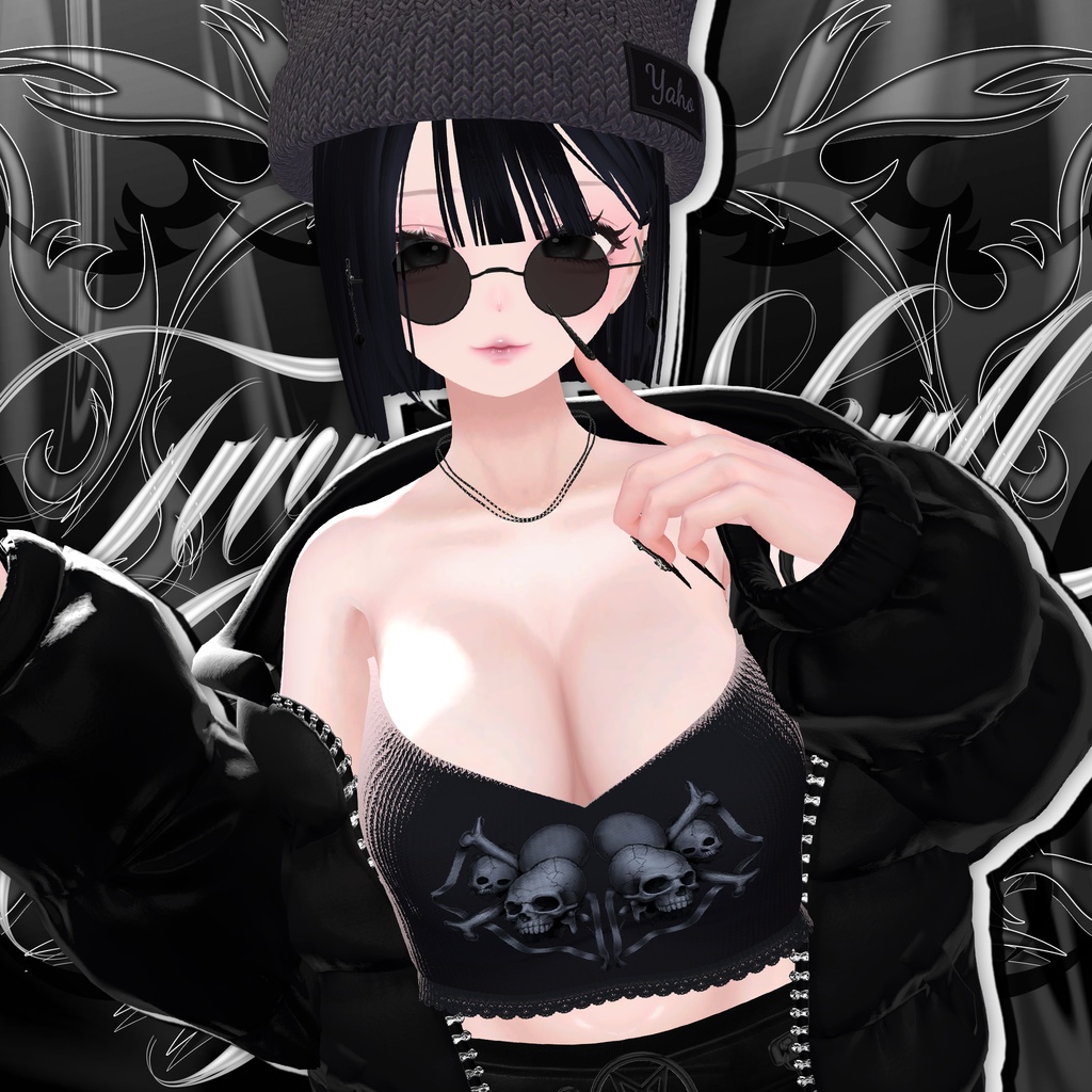☠️ T01 : Twin Skull Crop Top ☠️【 VRC 衣装 / VRChat Clothes 】