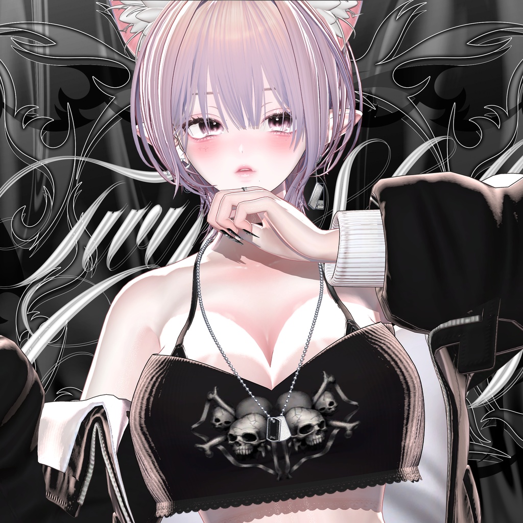 ☠️ T01 : Twin Skull Crop Top ☠️【 VRC 衣装 / VRChat Clothes 】