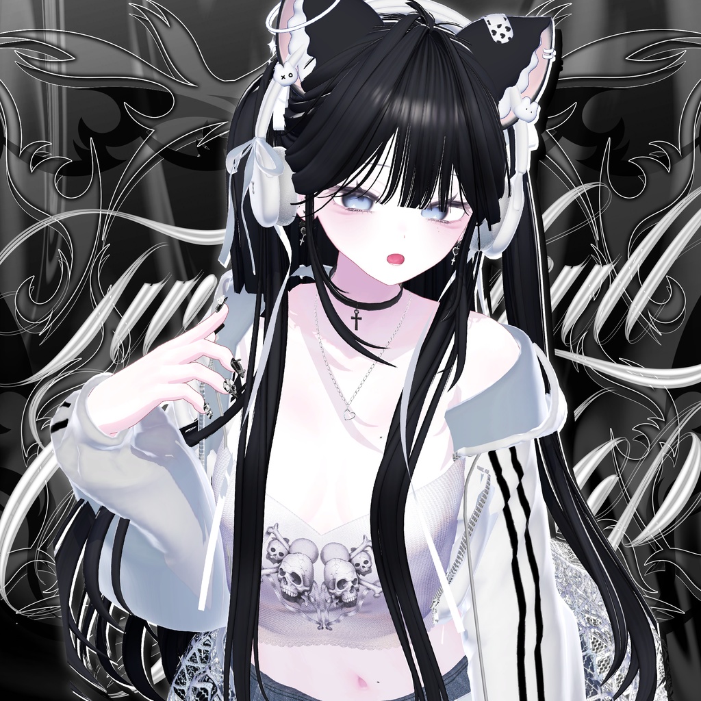 ☠️ T01 : Twin Skull Crop Top ☠️【 VRC 衣装 / VRChat Clothes 】