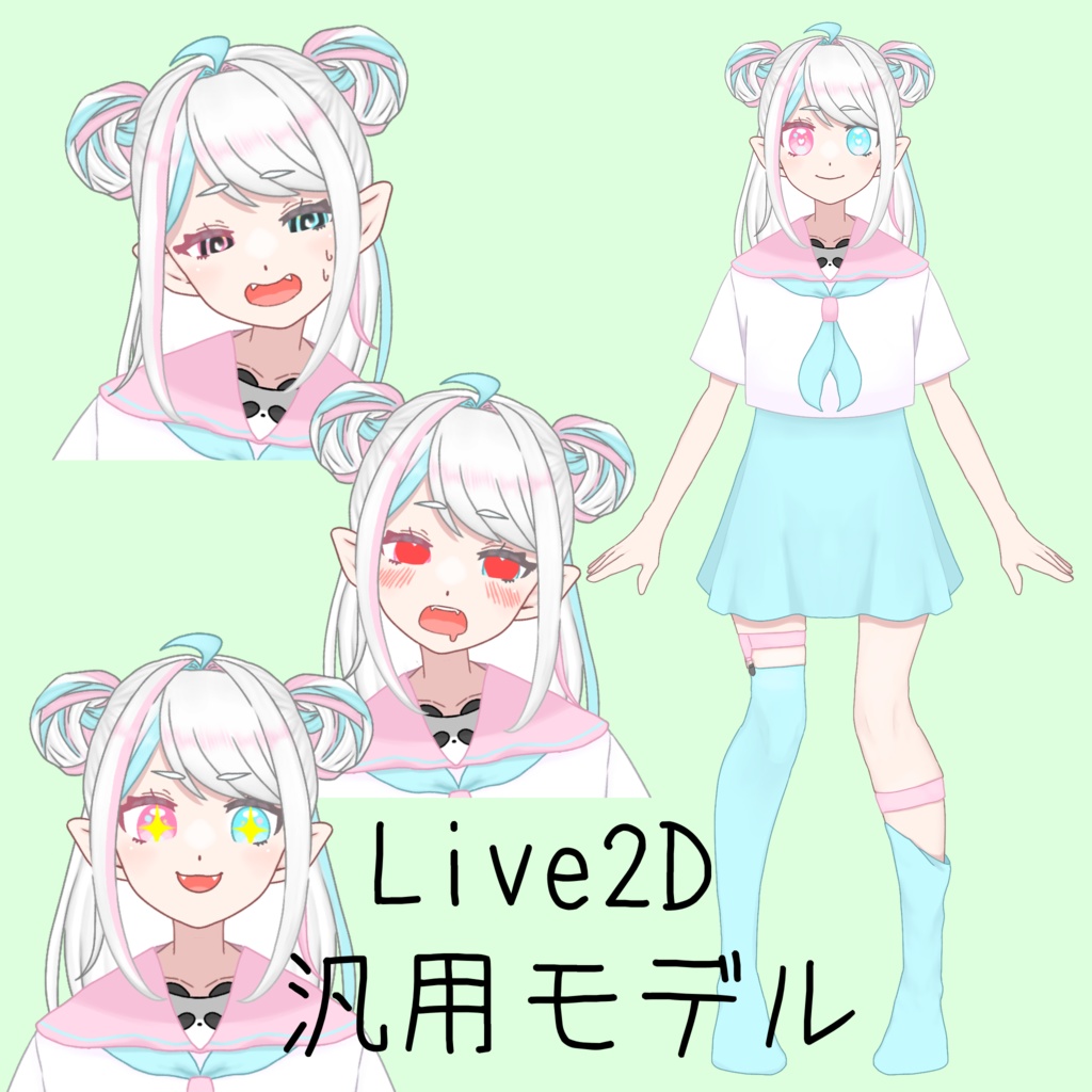 【VTS対応】オッドアイのパンダみたいな女の子【汎用モデル】