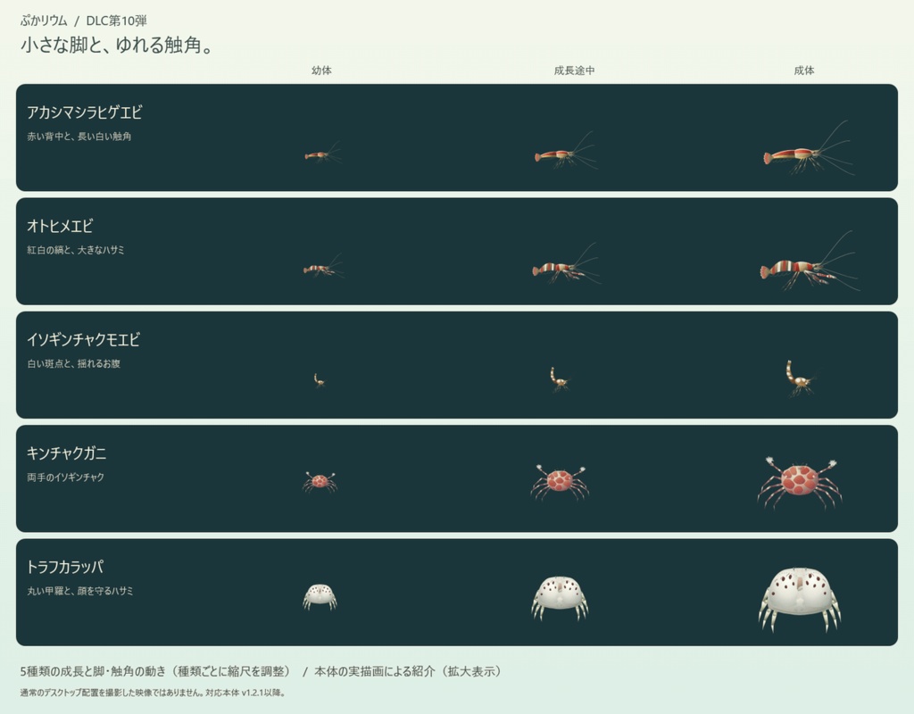 【ぷかリウム DLC】エビとカニのなかまパック