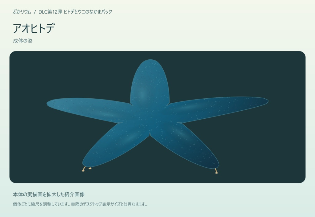 【ぷかリウム DLC】ヒトデとウニのなかまパック