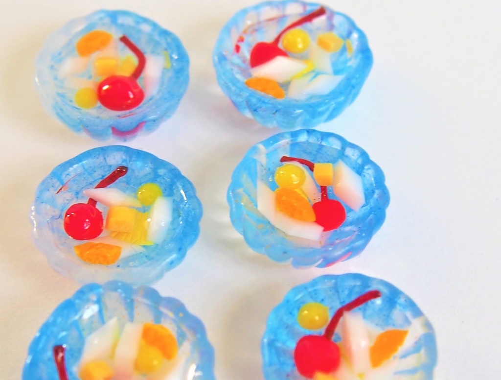 ハンドメイド ミニチュアフード フルーツ杏仁・みつまめ