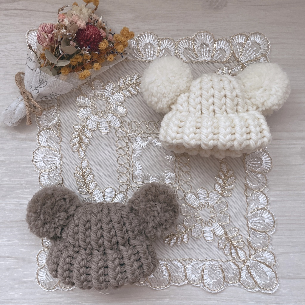 くまさんニット帽セット【10cmぬい用】