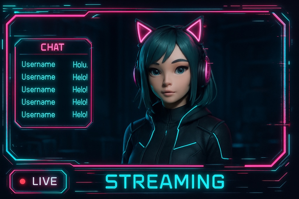 【配信画面】サイバーパンク・ネオン動的オーバーレイセット