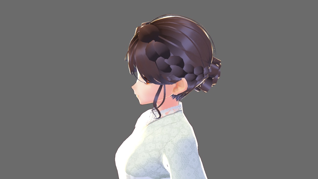 【Vroid】浴衣やフォーマルにつかえる編み込みシニヨン