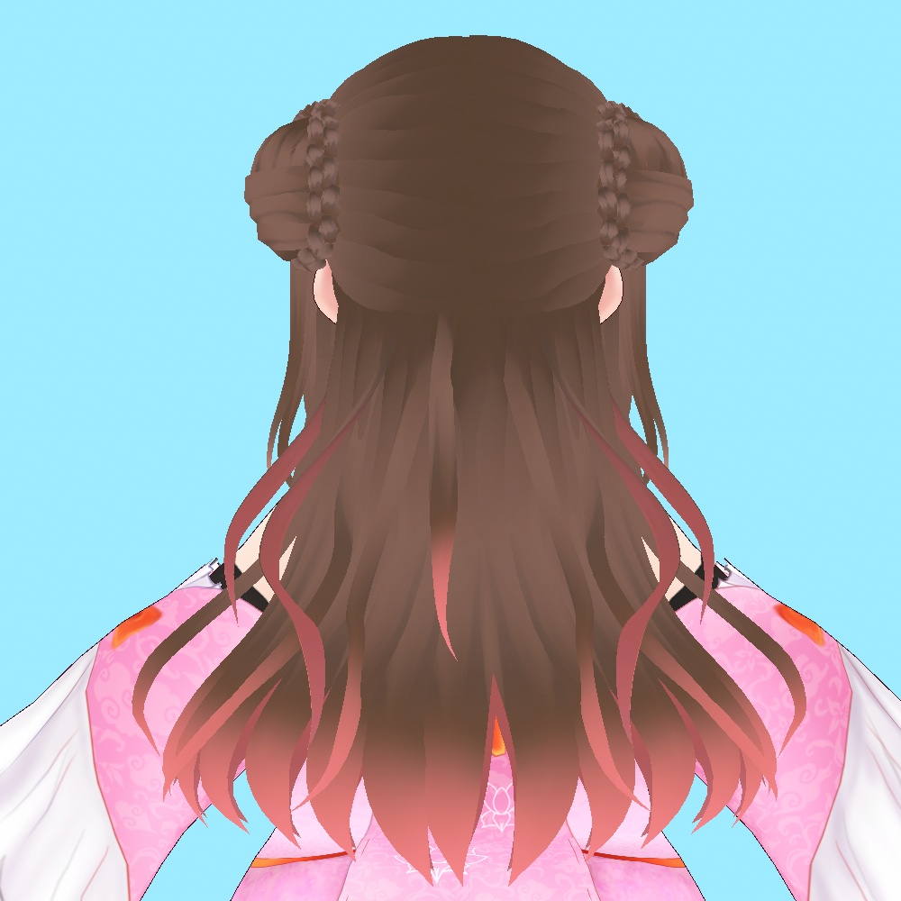 【Vroid】編み込みお団子ロングヘアー