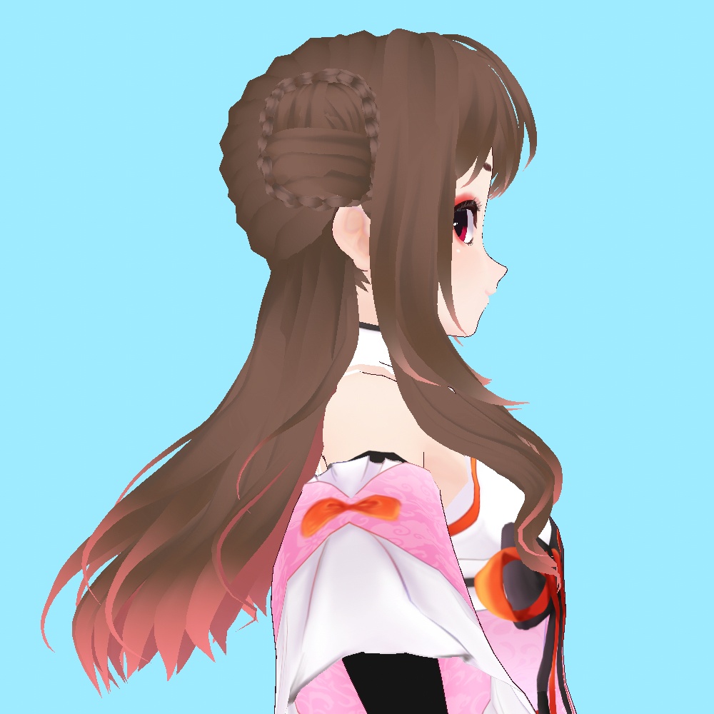 【Vroid】編み込みお団子ロングヘアー