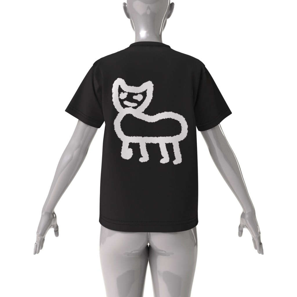 うしろにしじみゃんビッグシルエットTシャツ_黒