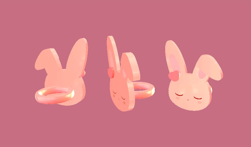 ウサギヘアピン+指輪