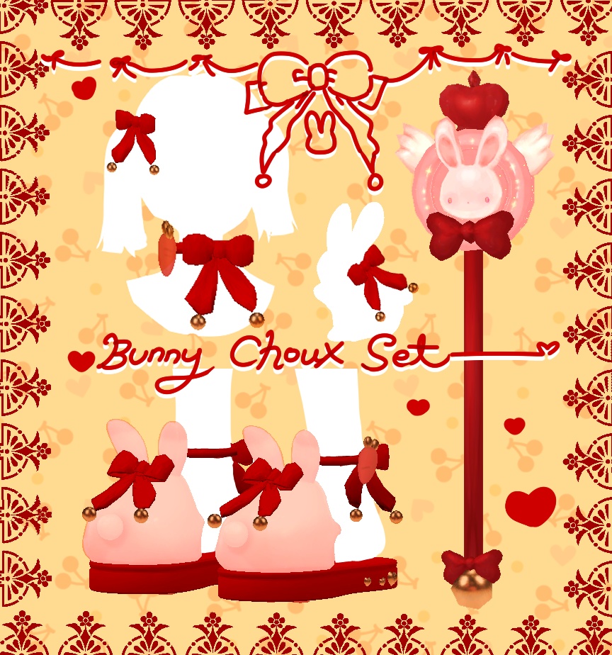 うさぎ choux shoes set /bunny doll,pin,ribbon