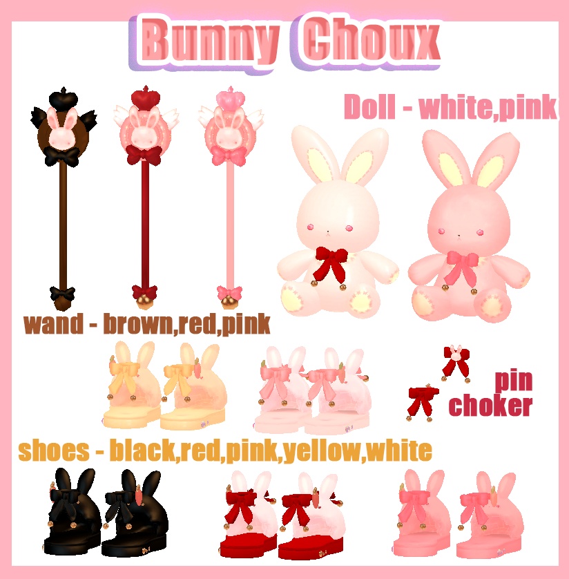 うさぎ choux shoes set /bunny doll,pin,ribbon