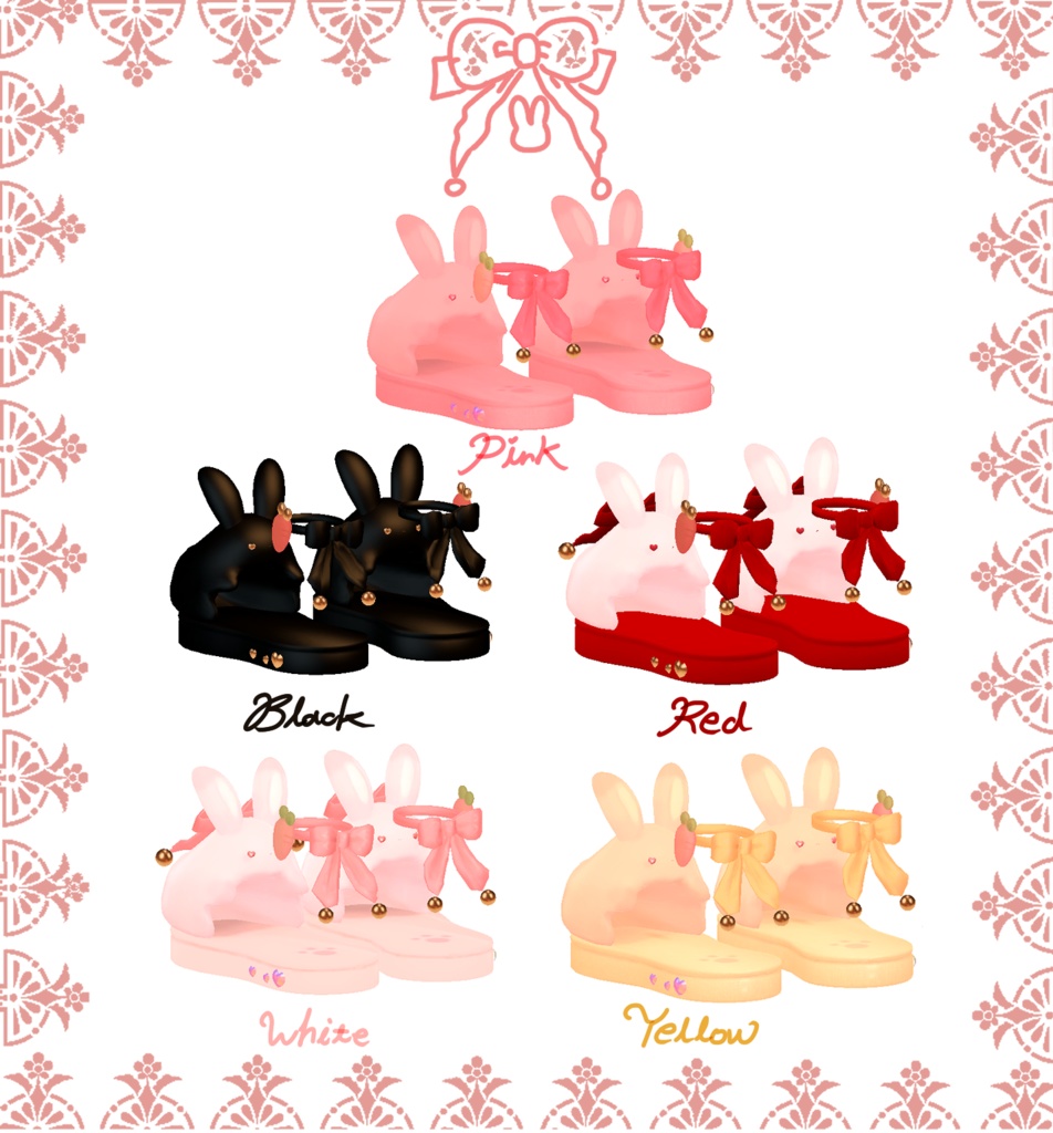うさぎ choux shoes set /bunny doll,pin,ribbon