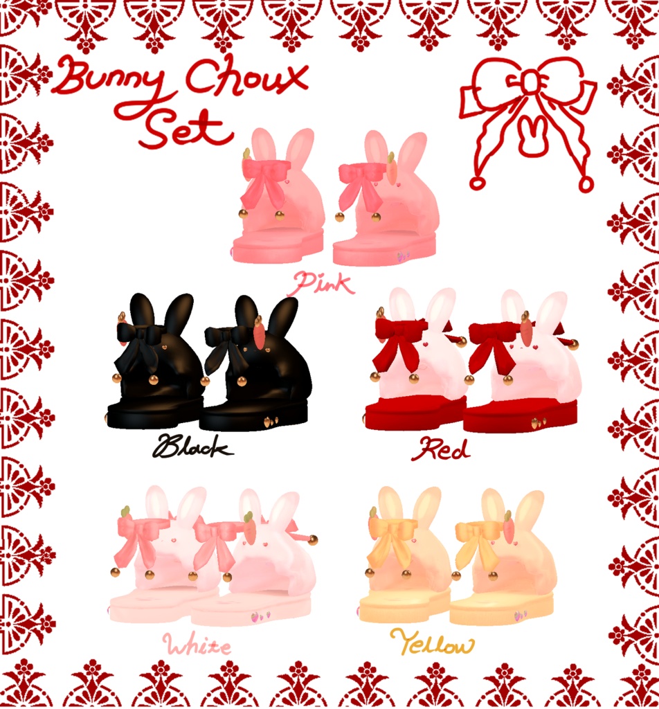 うさぎ choux shoes set /bunny doll,pin,ribbon