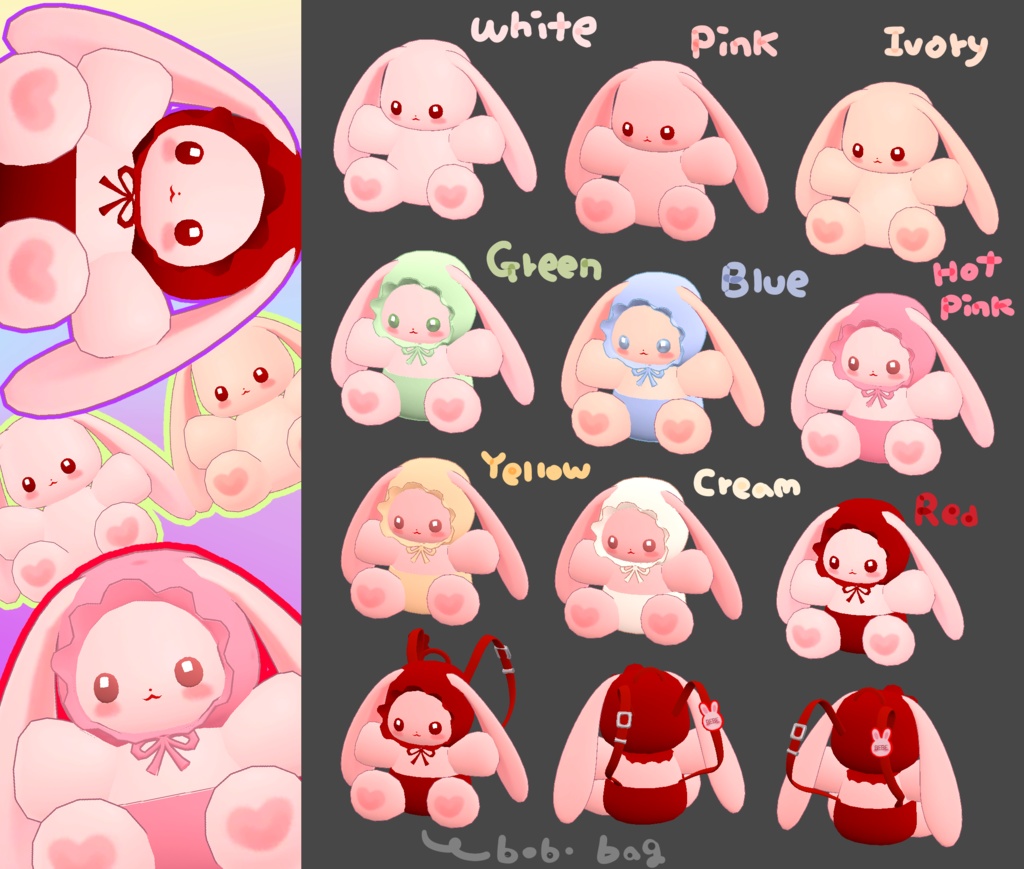 ぽぽ人形/ Bobo Doll / Bunny doll & bag/うさぎぬいぐるみ