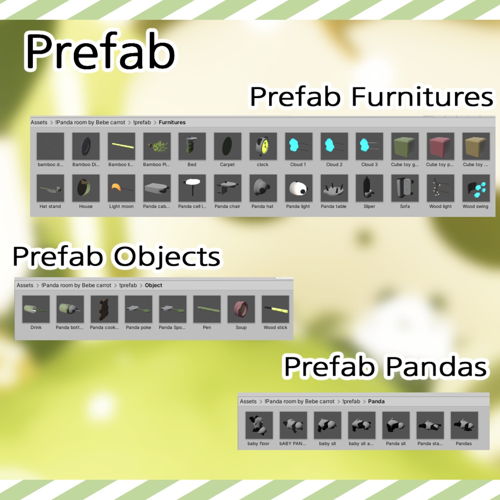 パンダpanda panda room & avatar & doll set