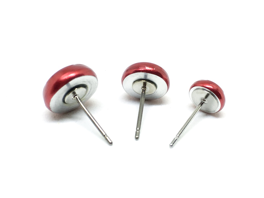 ScrewCapスタッドピアス-アルミ赤色(左右1セット)
