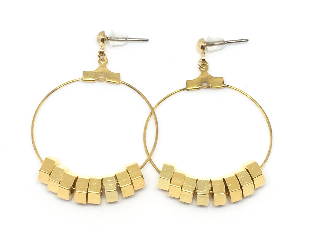 フープピアス真鍮金メッキナット組み合わせ