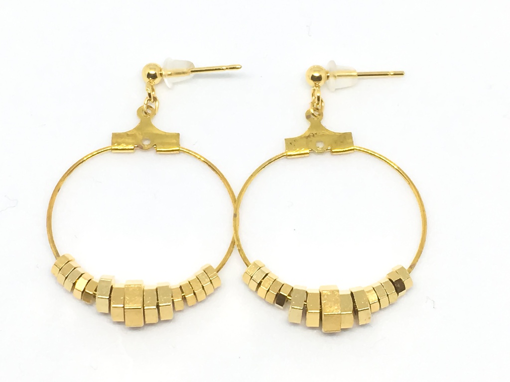 フープピアス真鍮金メッキナット組み合わせ