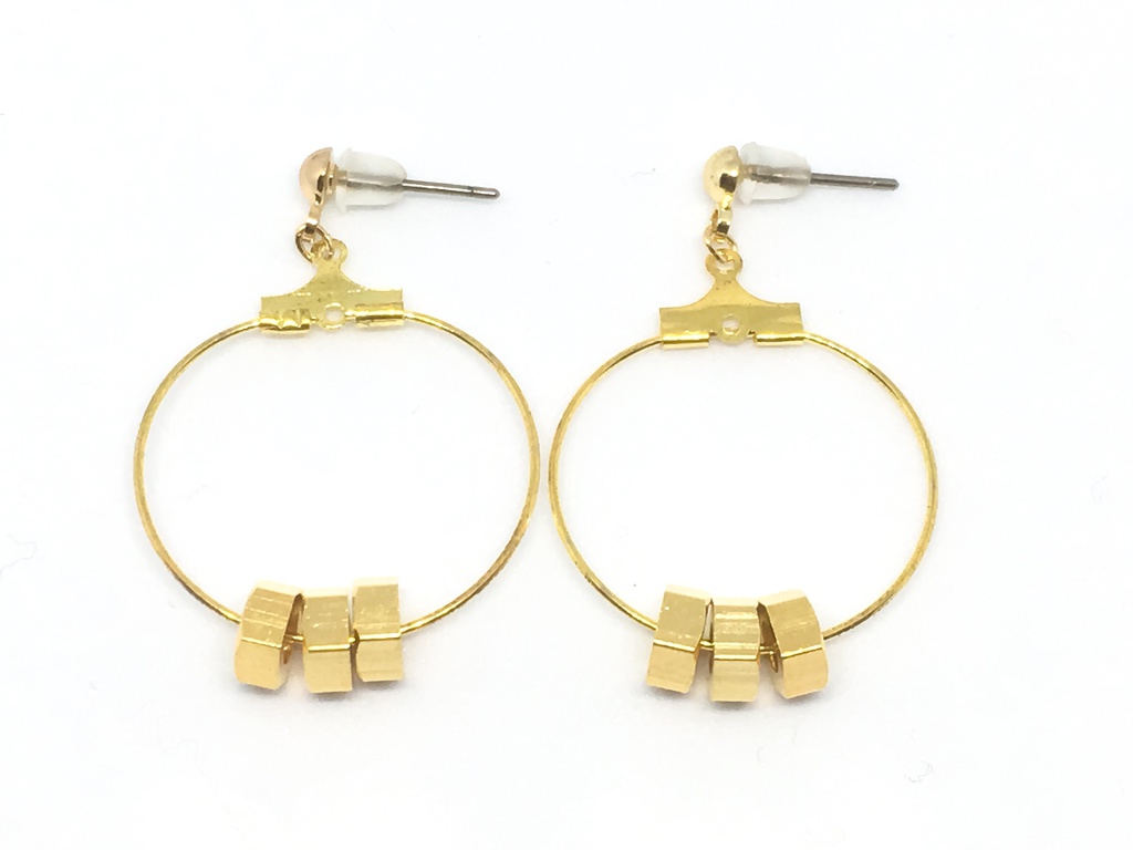 フープピアス真鍮金メッキナット組み合わせ