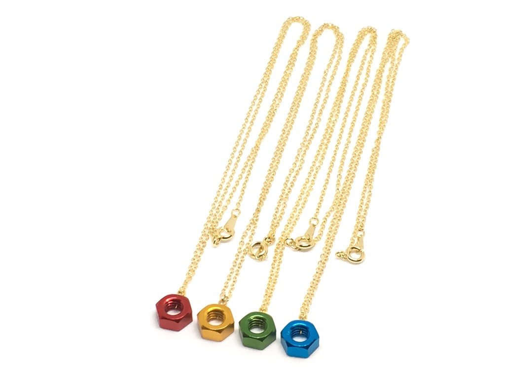 アルミ六角ナットネックレス金チェーン