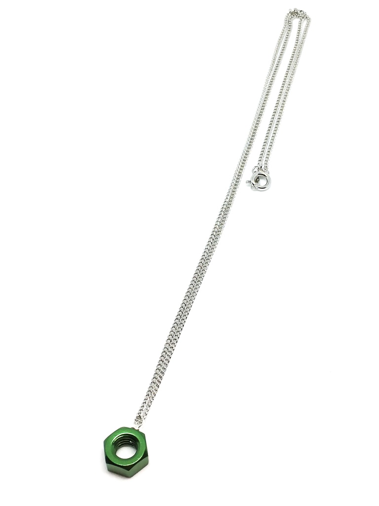 アルミ六角ナットネックレス銀チェーン