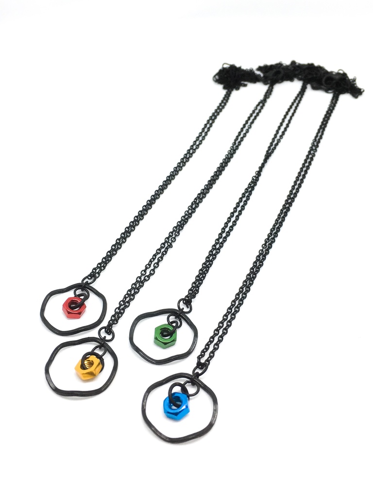 アルミ六角ナットフープネックレス艶消し黒