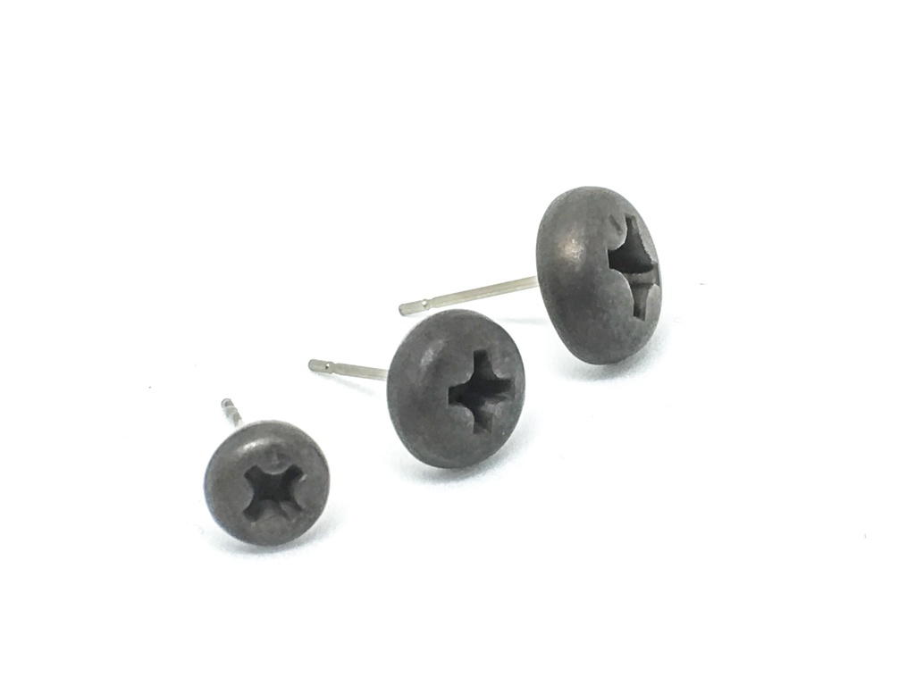 ScrewCapスタッドピアス=ステンレス黒艶消し