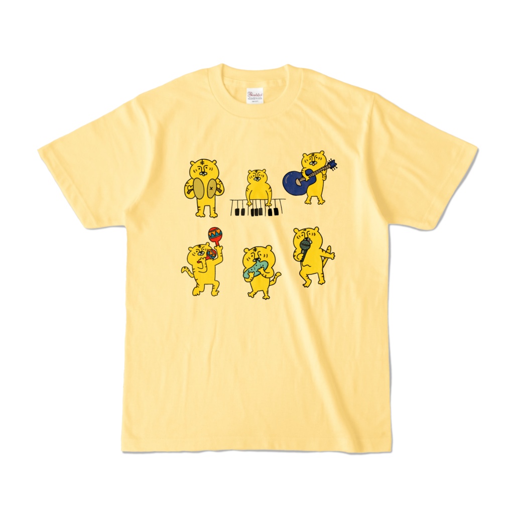 Tシャツ 虎と音楽 ライトイエロー