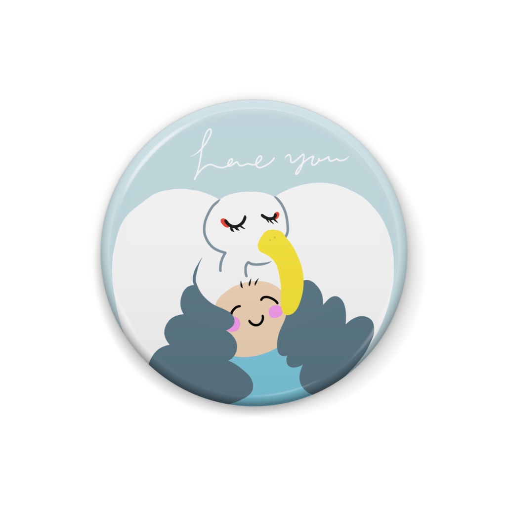 缶バッジ コウノトリハートB