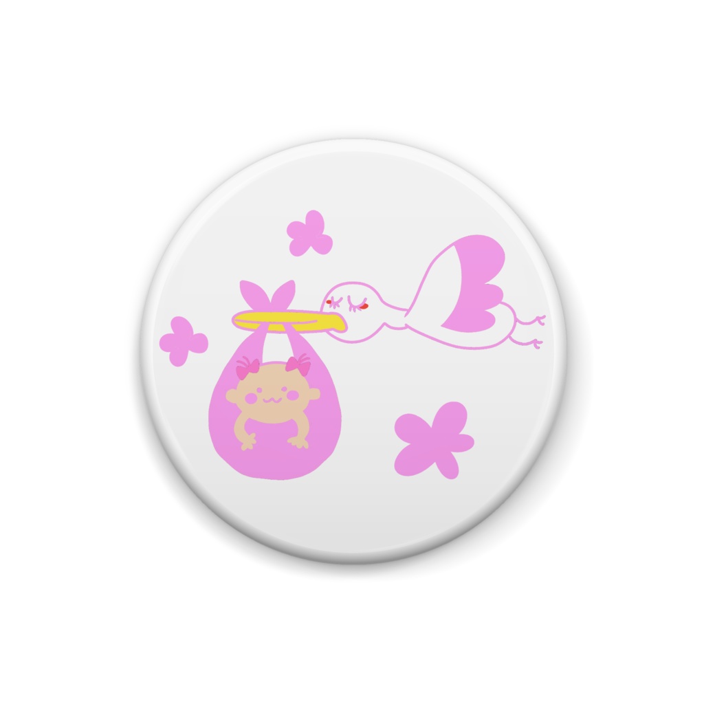 缶バッジ コウノトリ運ぶP