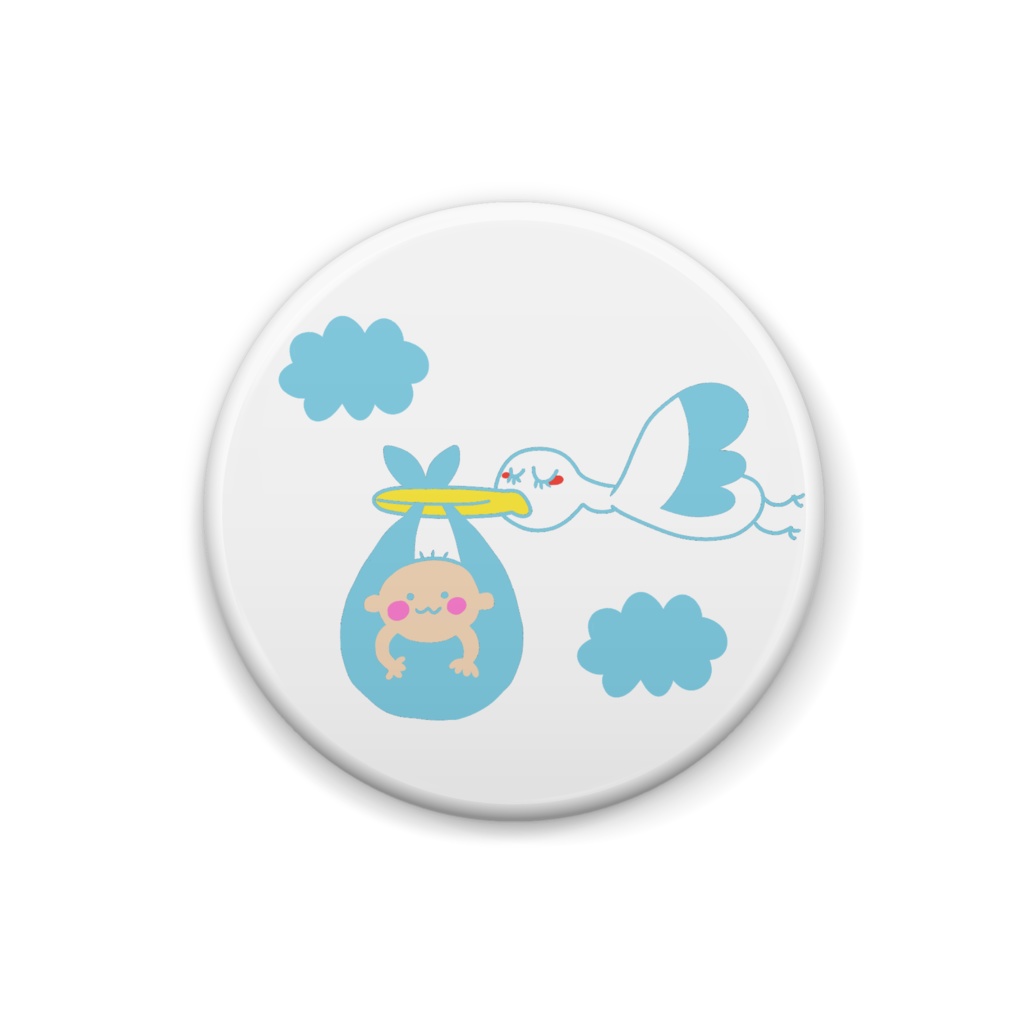 缶バッジ コウノトリ運ぶB