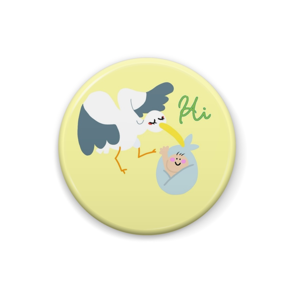 缶バッジ コウノトリHi