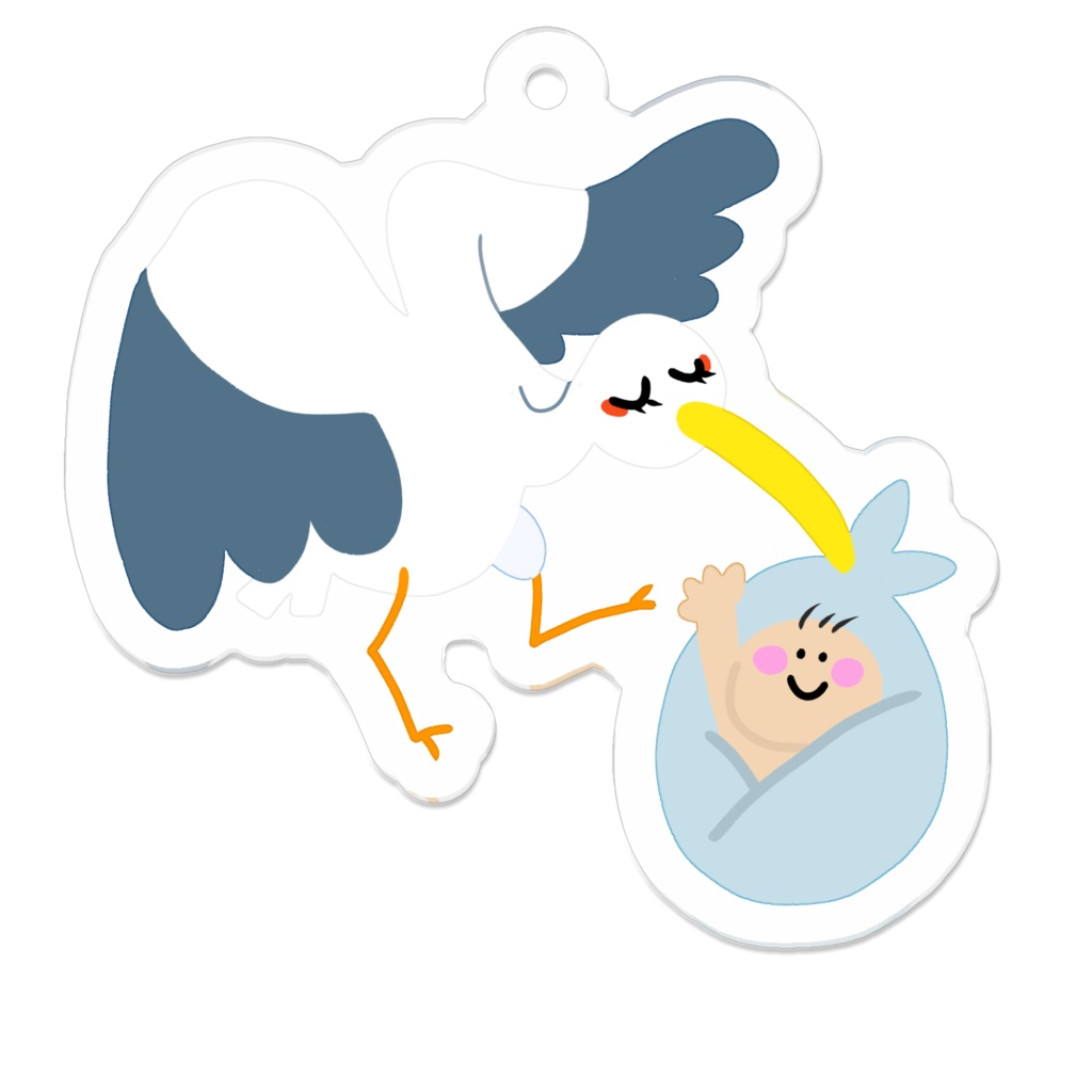 キーホルダー コウノトリHi