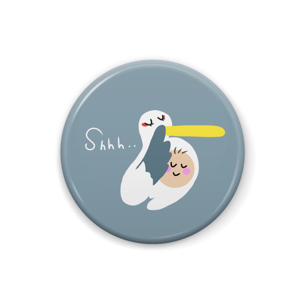 缶バッジ コウノトリShhh