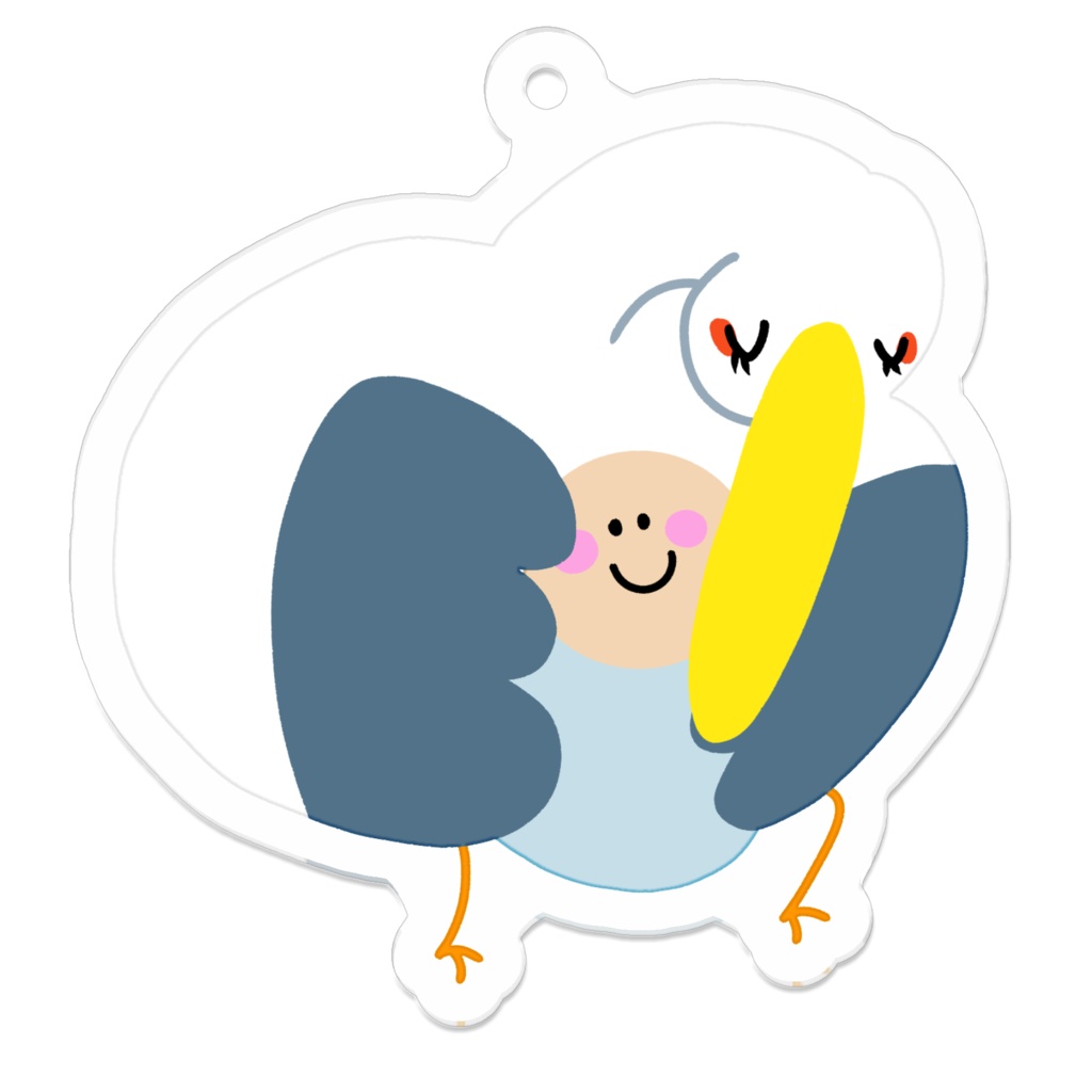 キーホルダー コウノトリ包む