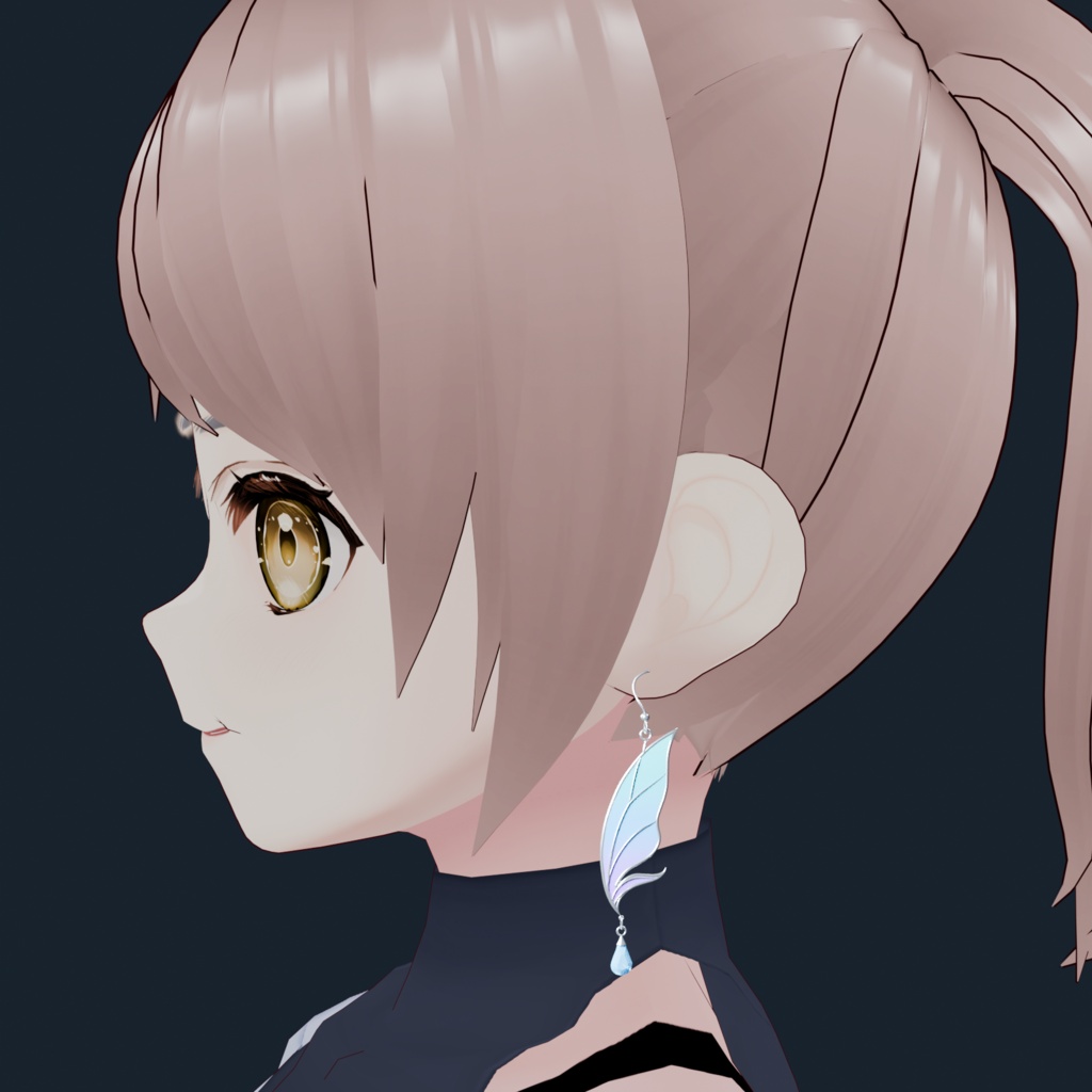【VRChat向け】Butterfly Dew Earrings|銀縁の妖精蝶とガラス雫・PhysBone対応