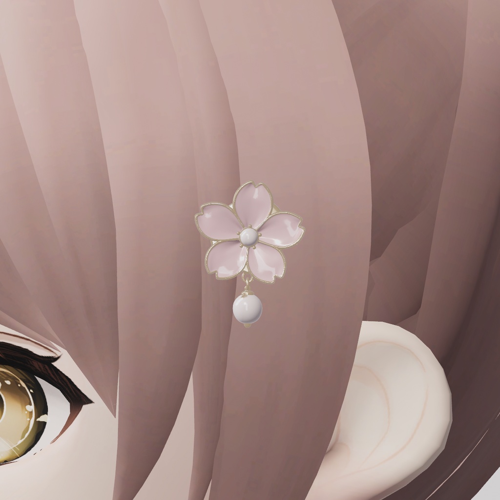【無料】Petal Mini｜淡いピンクの花と真珠の髪飾り【VRChat・PC／PhysBone】