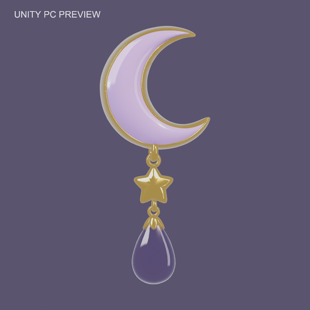 Moon Star Drop|月と星、ラベンダーの雫の髪飾り【VRChat・PC/PhysBone】