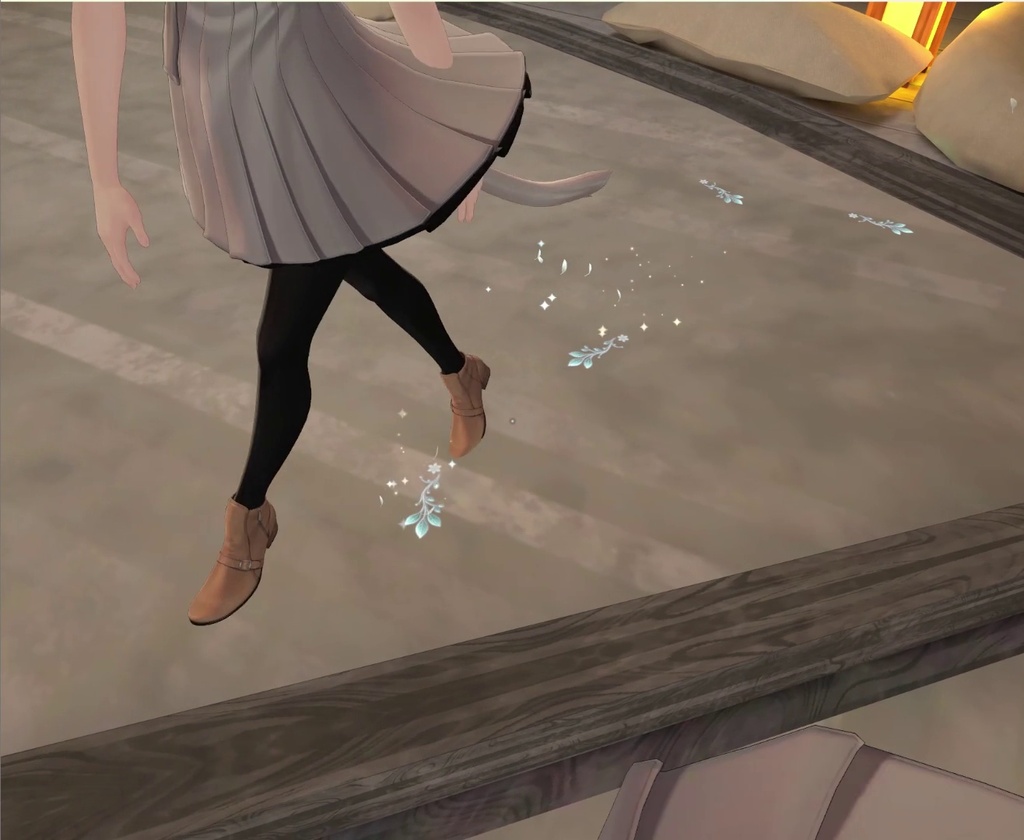 【VRChat PC/しなの調整済】Fairy Trace|妖精の足あと・白金の植物模様と舞う葉