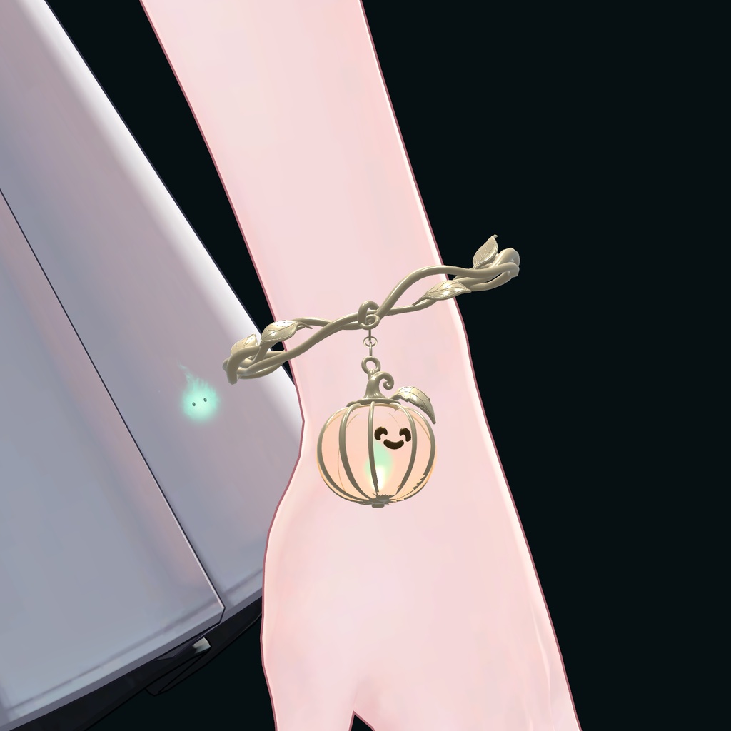 【ハロウィン/VRChat PC】Wisp Lantern|かぼちゃと精霊のブレスレット【しなの左手首調整済】