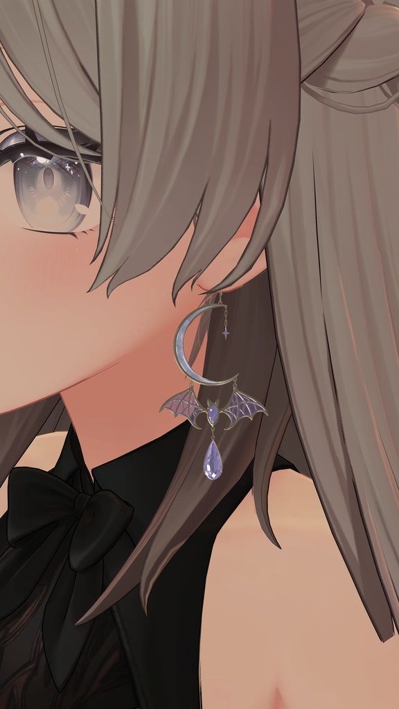 【ハロウィン/VRChat PC】Moonlit Bat|月とコウモリのピアス【しなの左耳調整済】